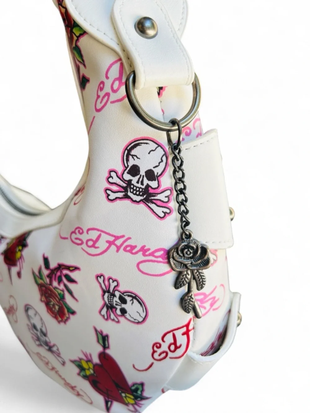 🆕☠️ Ed Hardy Dalinda Archival Studded Hobo Shoulder Bag NWT🥀